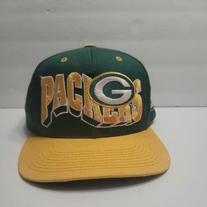 Vintage Green Bay Packers Mens NFL Wave Logo Embroidered Snapback Baseball Hat